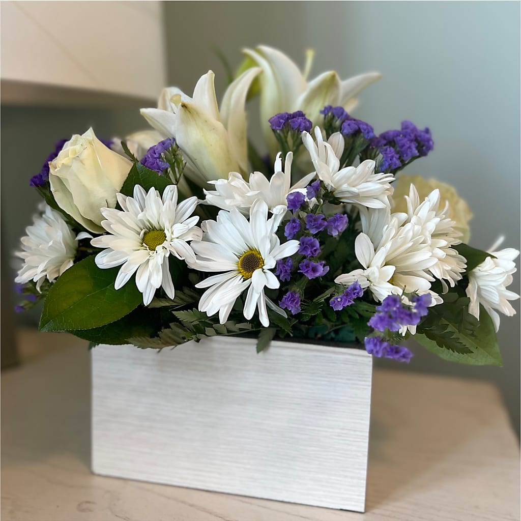 Beyond Blue Box Bouquet – Babes Floral Design Llc, Old Fort NC