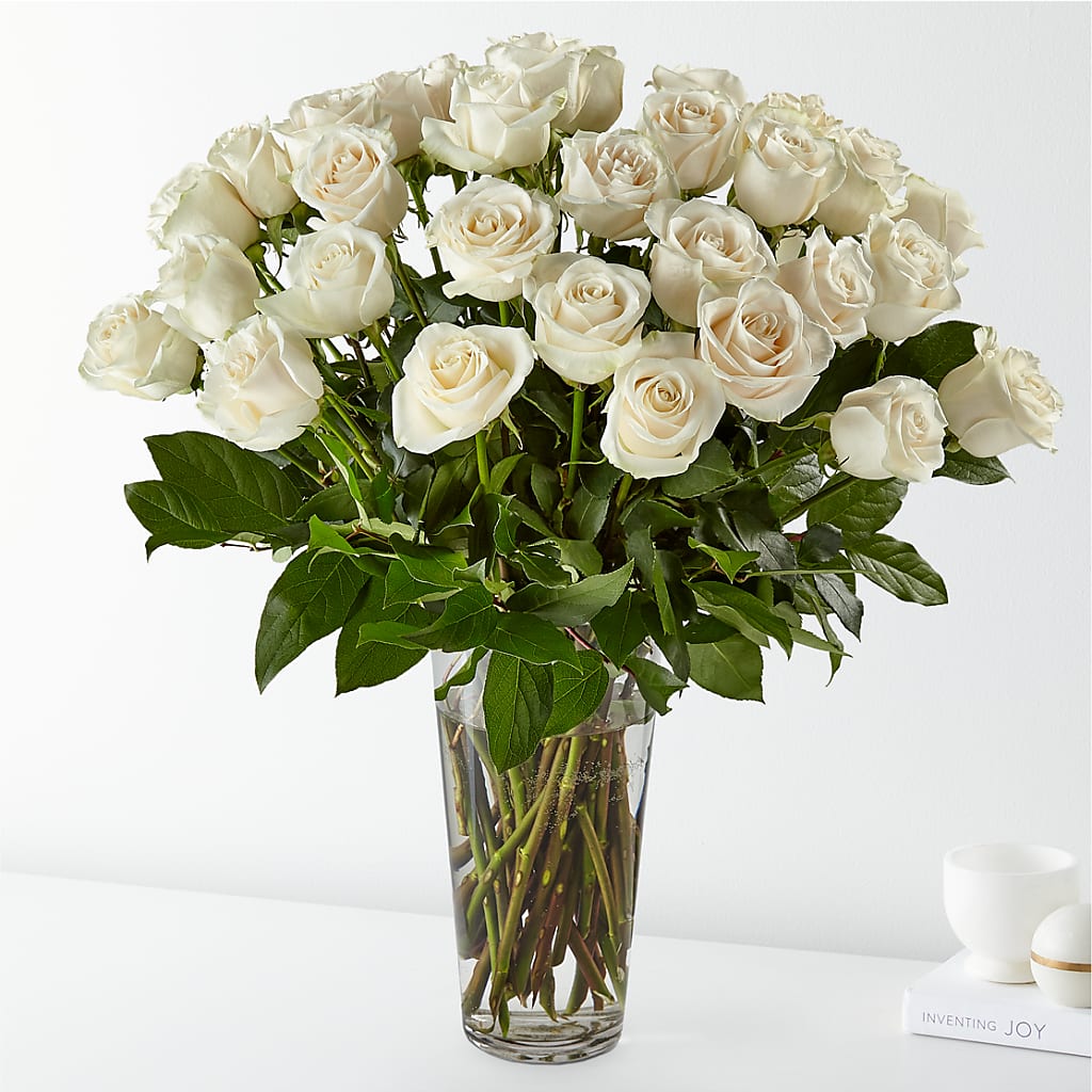 Long Stem White Rose Bouquet – Babes Floral Design Llc, Old Fort NC