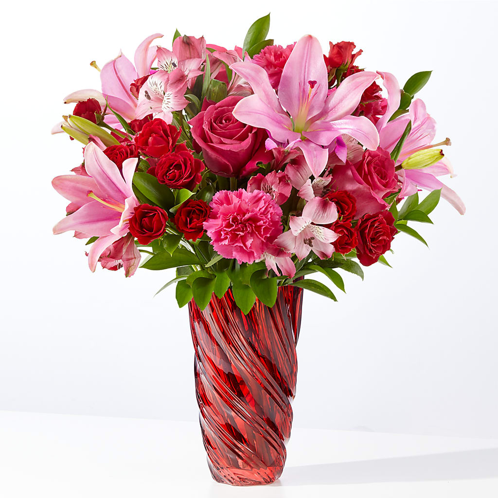 In Love Bouquet with Luxe Swirl Vase – Babes Floral Design Llc, Old Fort NC