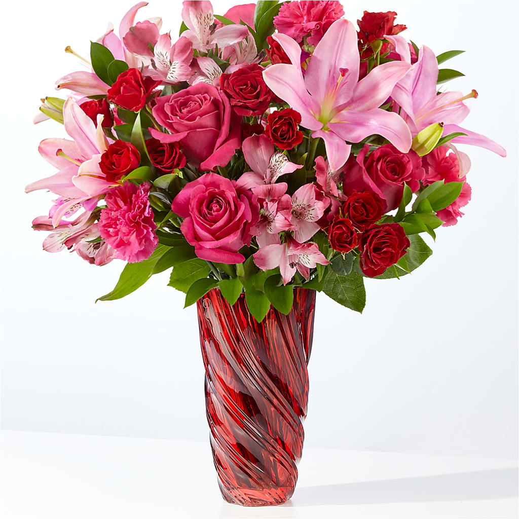 In Love Bouquet with Luxe Swirl Vase – Babes Floral Design Llc, Old Fort NC