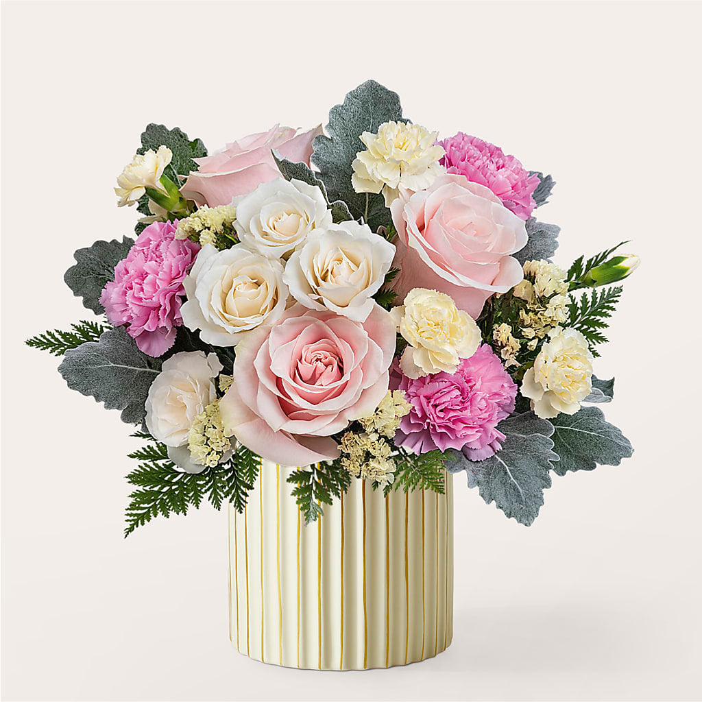 Blissful Moments Bouquet with Ivory Vase – Babes Floral Design Llc, Old Fort NC