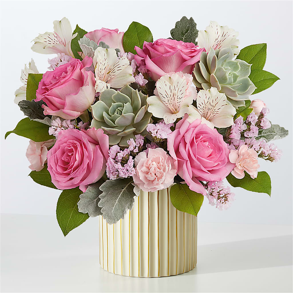 Dusty Rose Bouquet with Ivory Vase – Babes Floral Design Llc, Old Fort NC