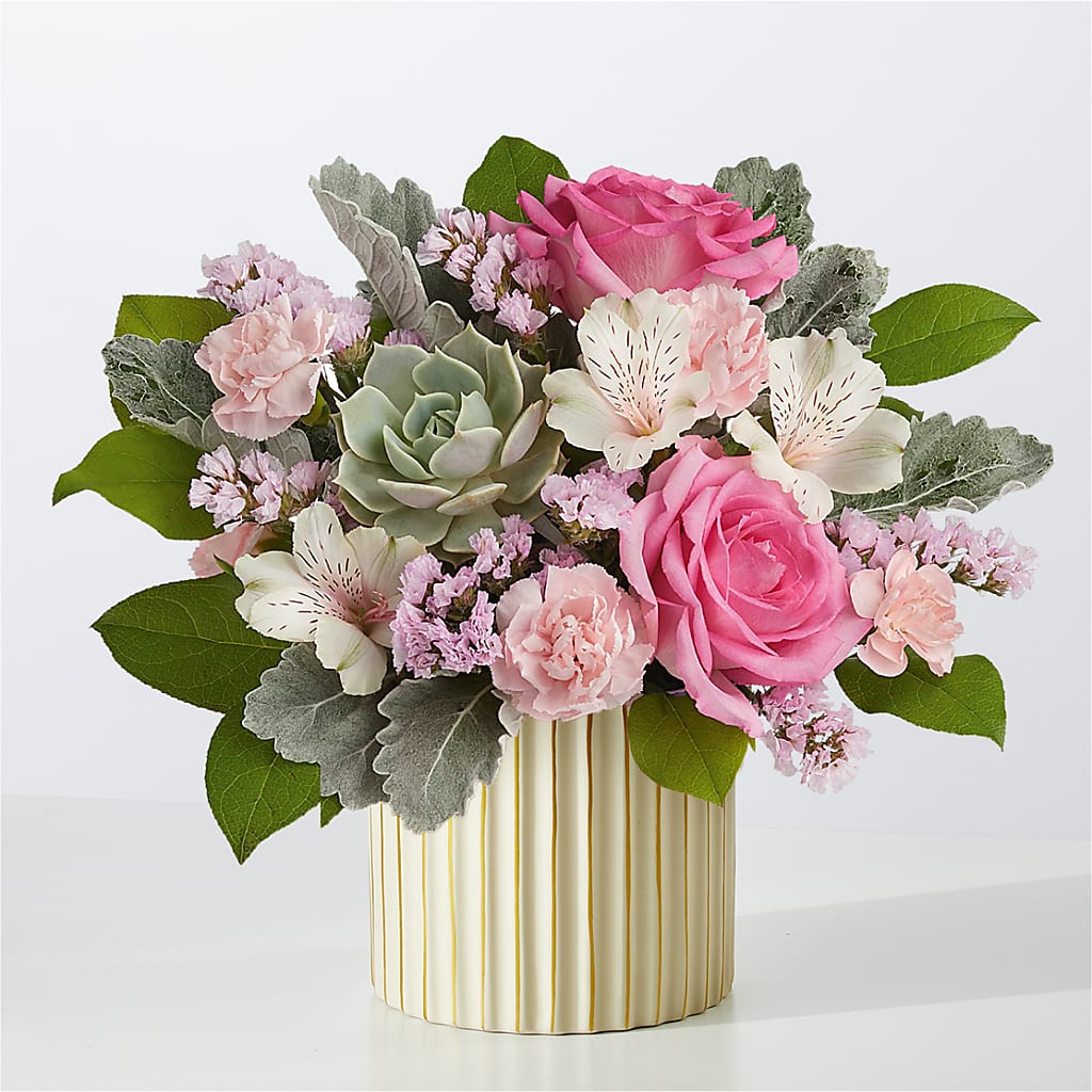 Dusty Rose Bouquet with Ivory Vase – Babes Floral Design Llc, Old Fort NC