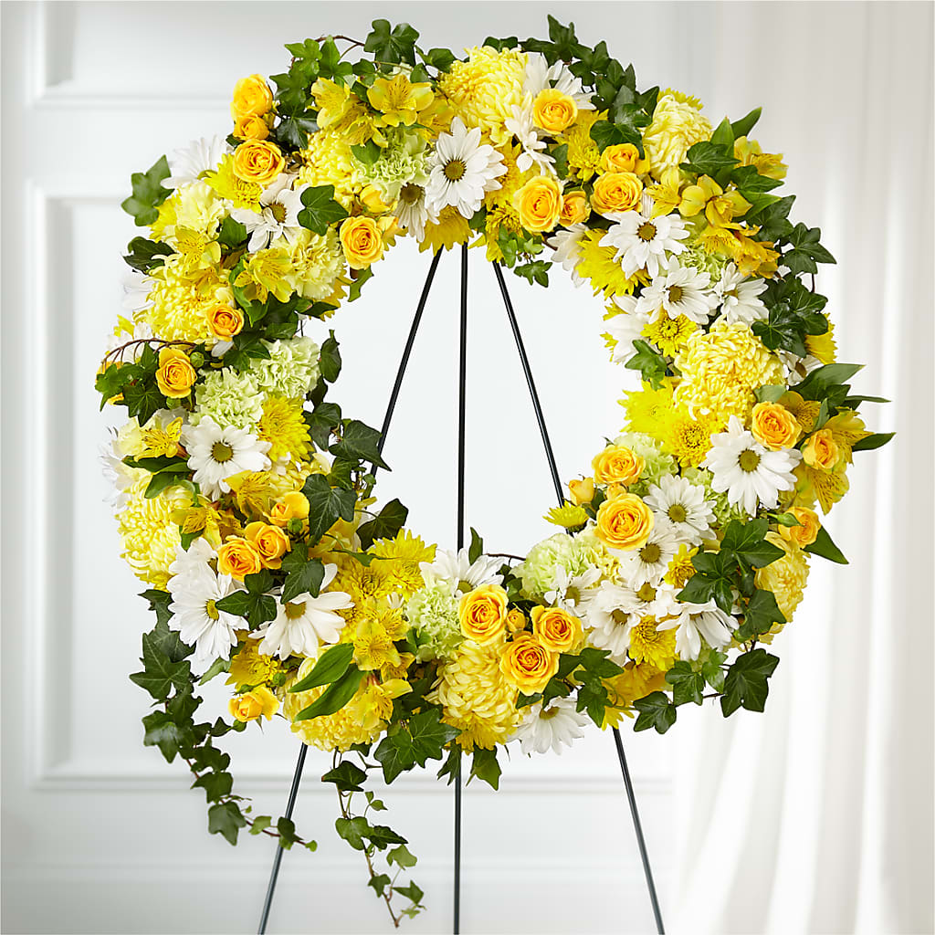 Golden Remembrance Wreath – Babes Floral Design Llc, Old Fort NC