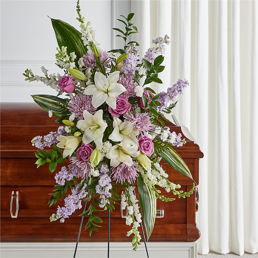 Grateful Hearts Standing Spray – Babes Floral Design Llc, Old Fort NC