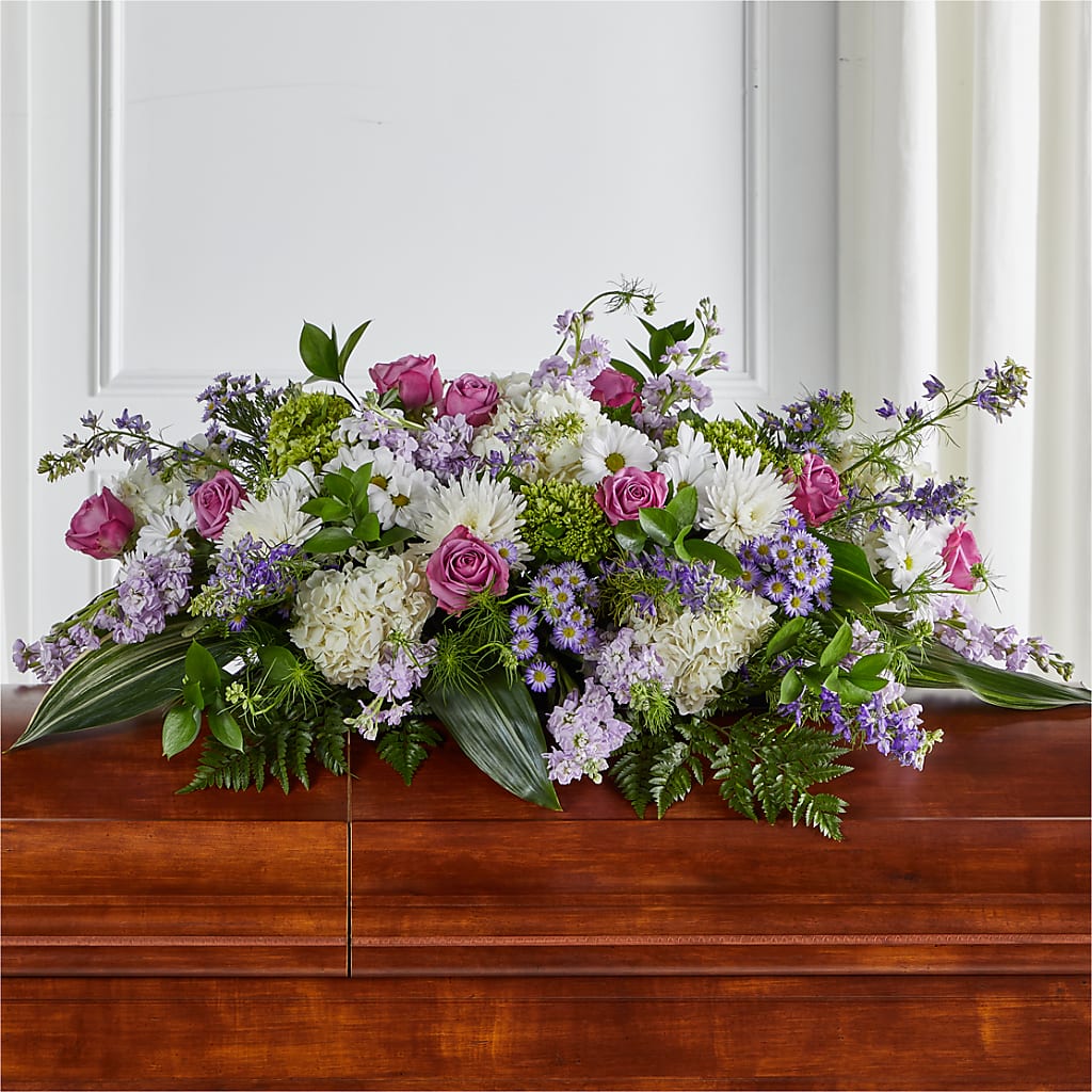 Meadows of Serenity Casket Spray – Babes Floral Design Llc, Old Fort NC