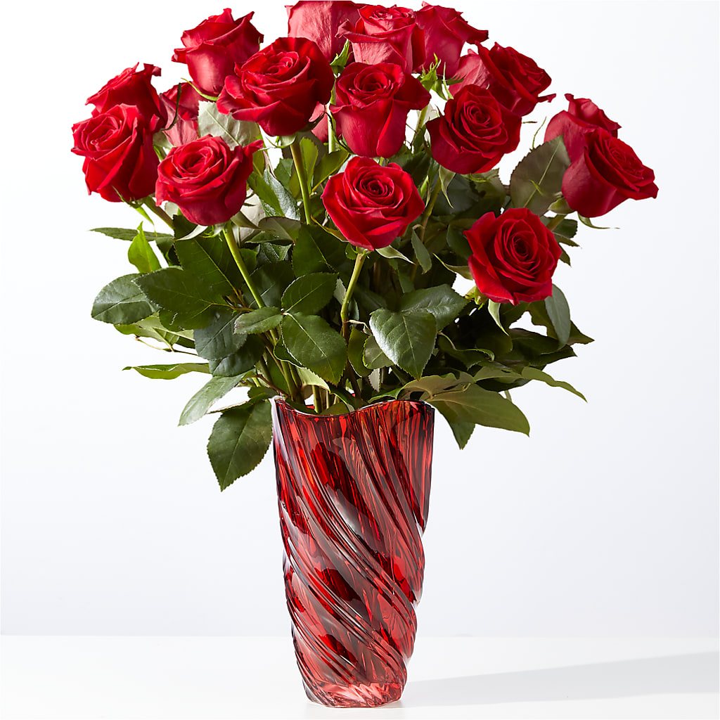 Classic Love Red Rose Bouquet with Luxe Swirl Vase – Babes Floral Design Llc, Old Fort NC