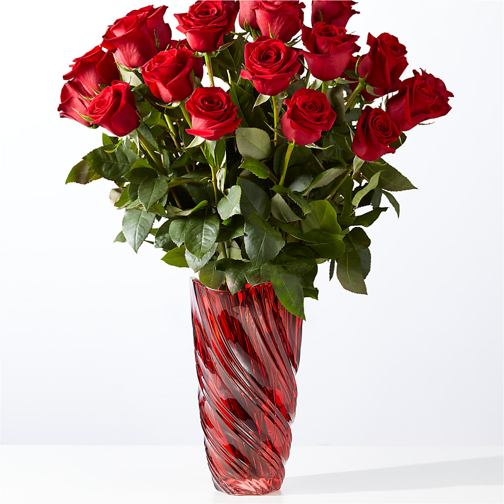 Classic Love Red Rose Bouquet with Luxe Swirl Vase – Babes Floral Design Llc, Old Fort NC