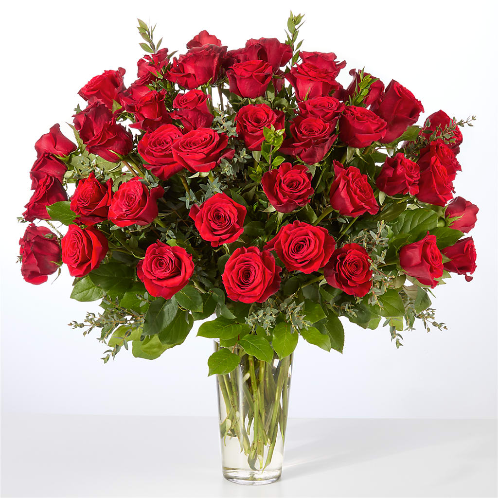 Forever Yours Fifty Stem Red Rose Bouquet – Babes Floral Design Llc, Old Fort NC