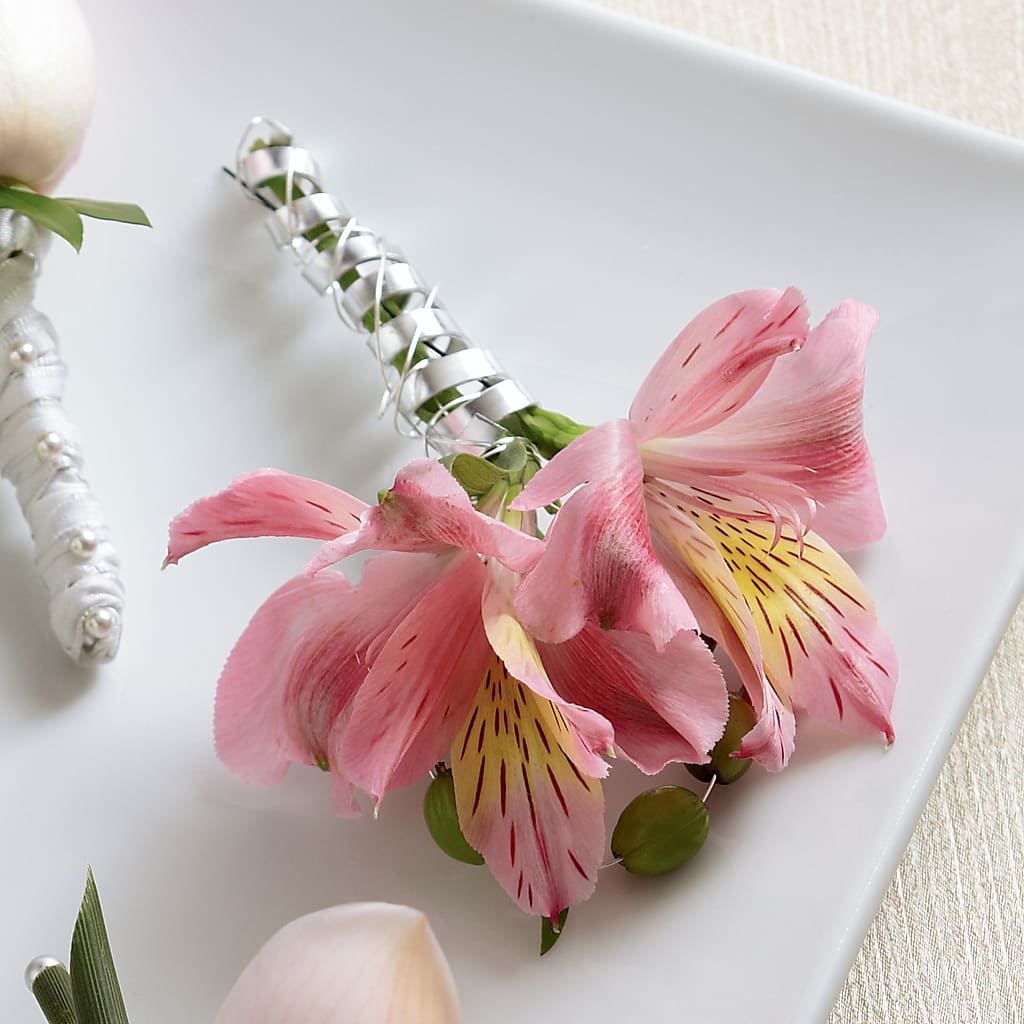 Pink Peruvian Lily Boutonniere – Babes Floral Design Llc, Old Fort NC