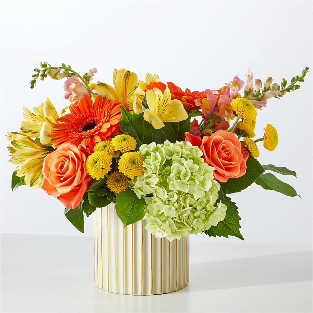 Autumn Sunshine Bouquet with Ivory Vase –  Babes Floral Design Llc, Old Fort NC