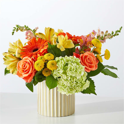 Autumn Sunshine Bouquet with Ivory Vase –  Babes Floral Design Llc, Old Fort NC