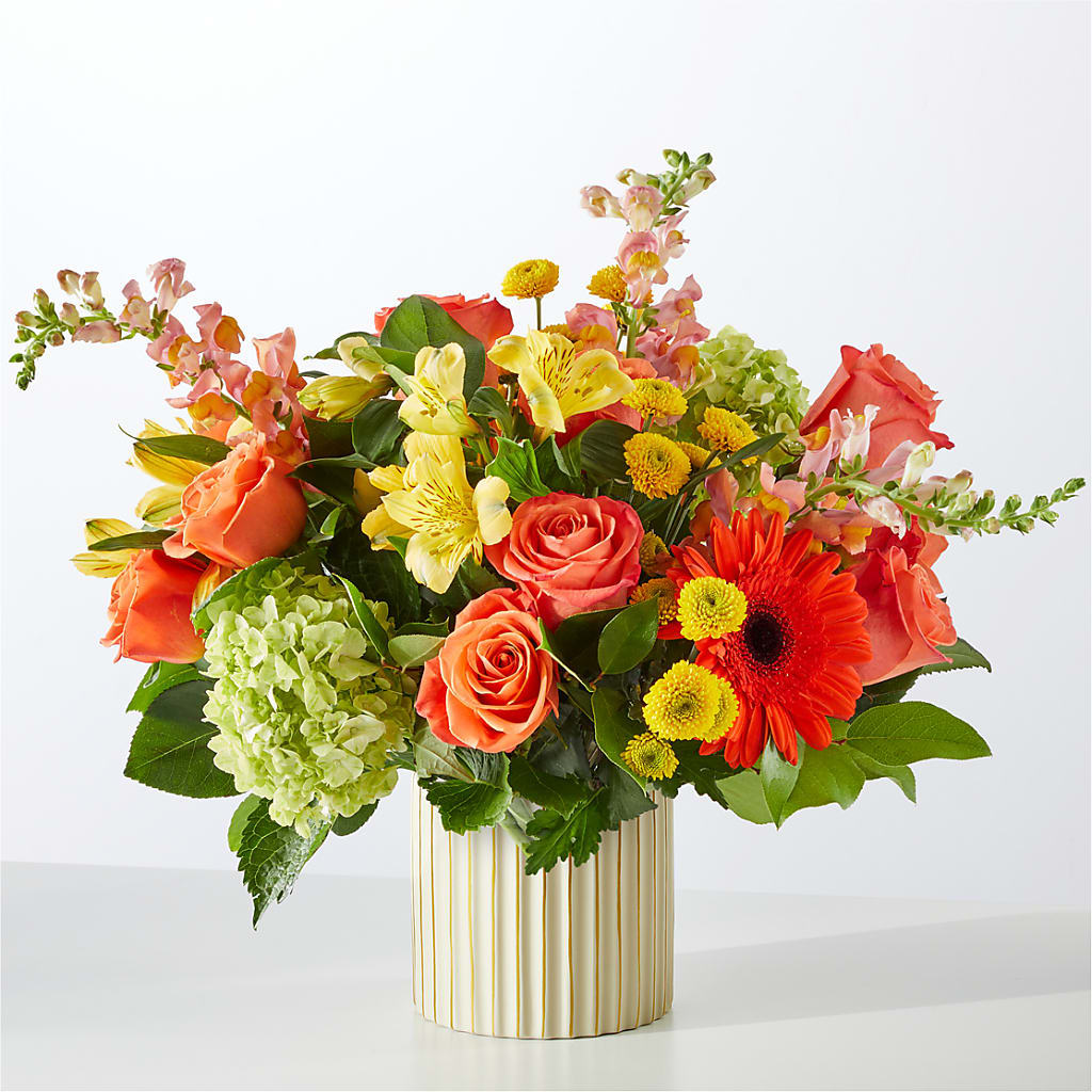 Autumn Sunshine Bouquet with Ivory Vase –  Babes Floral Design Llc, Old Fort NC