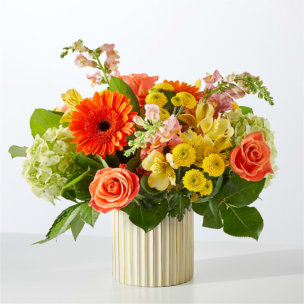 Autumn Sunshine Bouquet with Ivory Vase –  Babes Floral Design Llc, Old Fort NC
