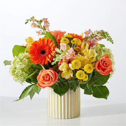 Autumn Sunshine Bouquet with Ivory Vase –  Babes Floral Design Llc, Old Fort NC