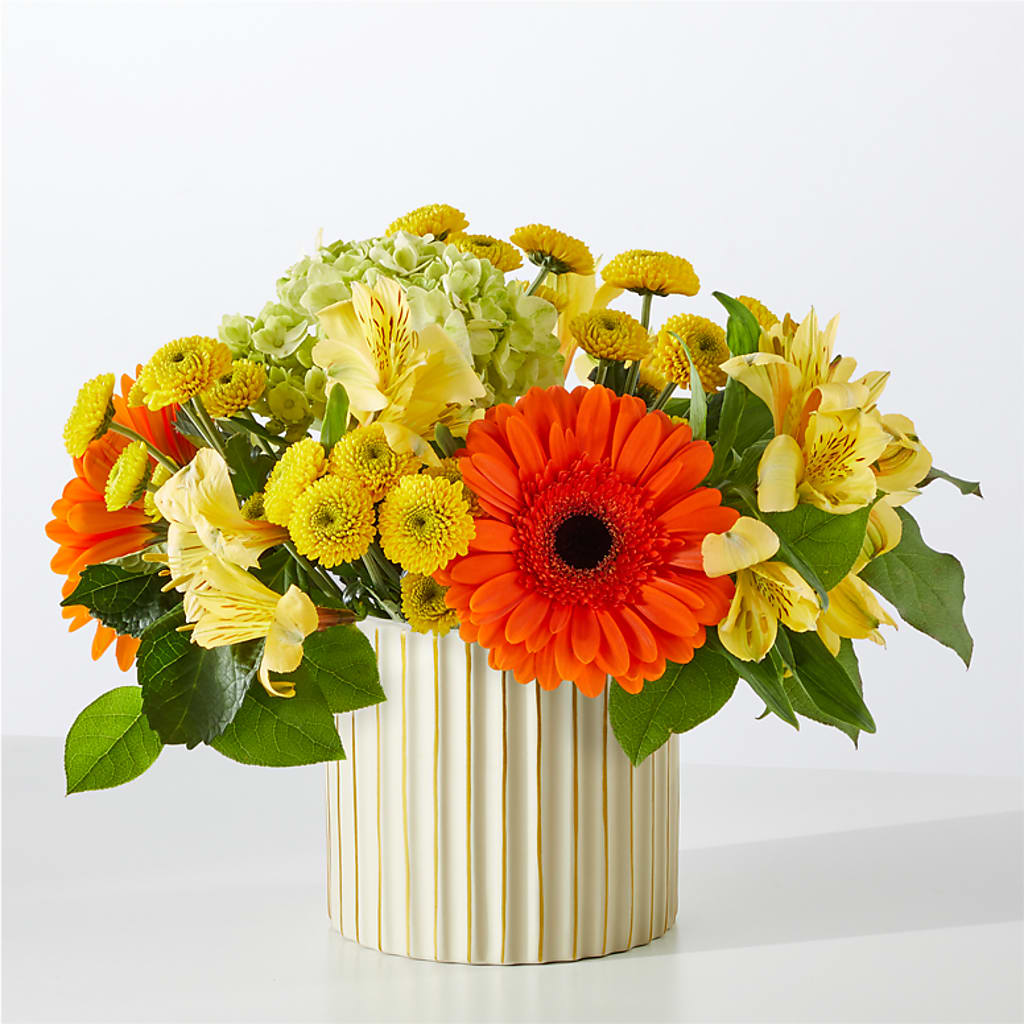 Autumn Sunshine Bouquet with Ivory Vase –  Babes Floral Design Llc, Old Fort NC